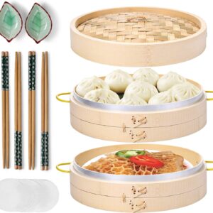 Asian Bamboo Steamer Basket Set